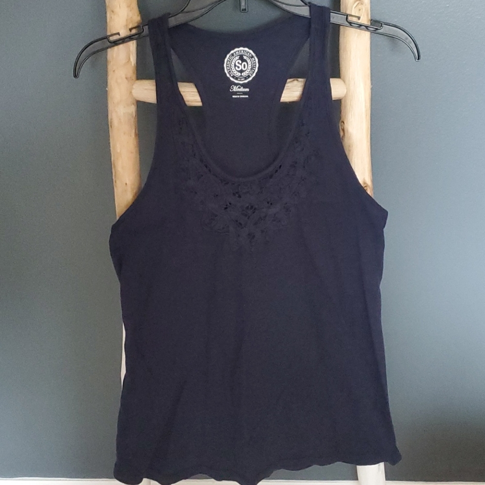 Sonoma Navy Blue crochet racerback tank top. Medium